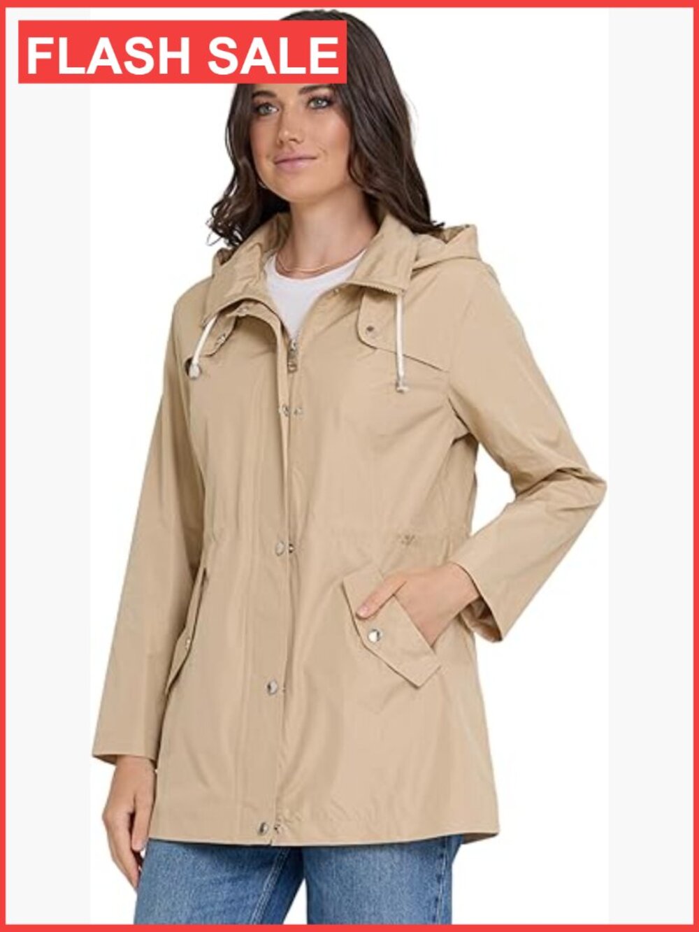 Waterproof Rain Jacket with Hood Anorak Windbreaker Plus Size XS-3X